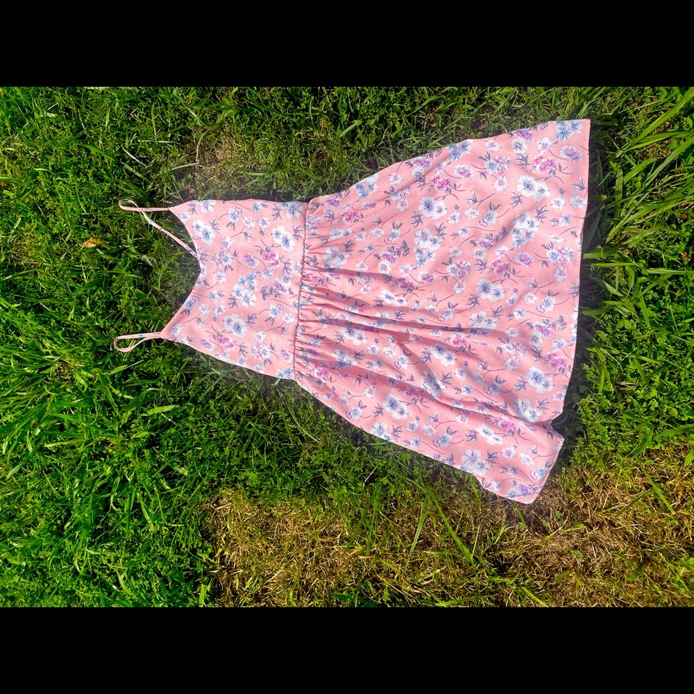 Pink summer dress with flower print